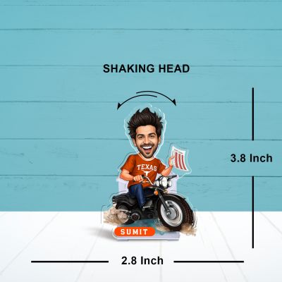 Personalized Bobblehead Caricature Battery Powered with Moving Head Feature Custom with Name Decorative for Home Decor, Car Dashboard, and Office Table Funny Gift for Friends & Brother